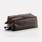 Dark Brown Brooklyn Leather Large Wash Bag Front/Side View