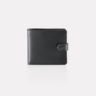 Black Bridle Leather Notecase Wallet with Coin Pocket front View 